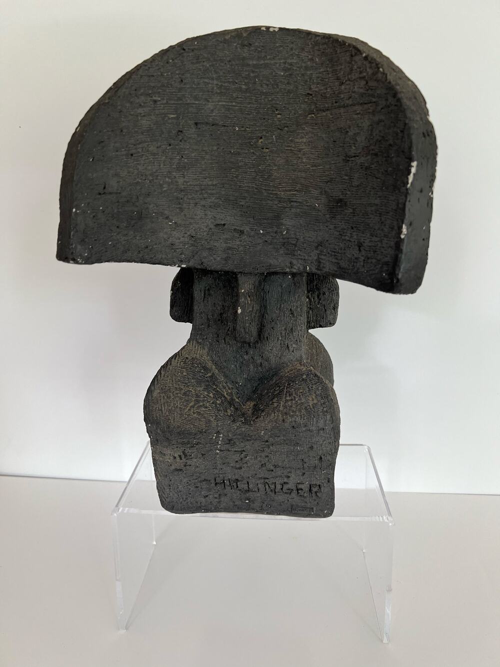 Signed Hillinger Museum Pieces Chalkware Modern Art Sculpture Statue Faces JL